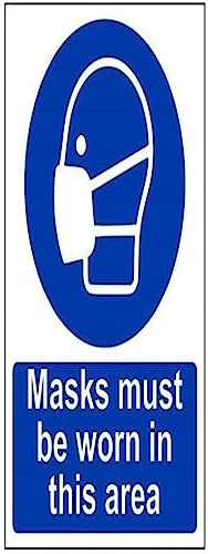 vsafety 41064 an-r Masken zu tragen, in diesem Bereich Pflicht Schutzbekleidung Zeichen, starrer Kunststoff, Porträt, 150 mm x 200 mm, blau