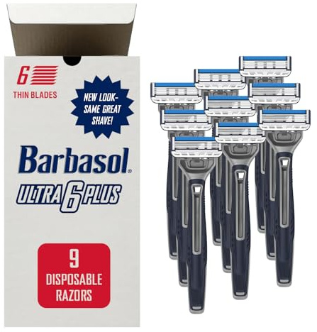 Barbasol Ultra 6 Plus Premium Disposable Razor Value Pack Bundle (3 Packs/9 Total Razors)