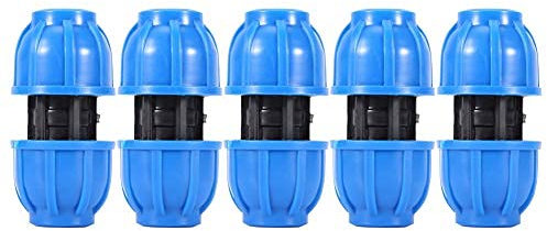 TOPINCN 5 Pcs Connecteur De Tuyau d'eau PE en Plastique 20mm à 20mm Droit Raccord De Tuyau Adaptateur Adaptant Haute Capacité
