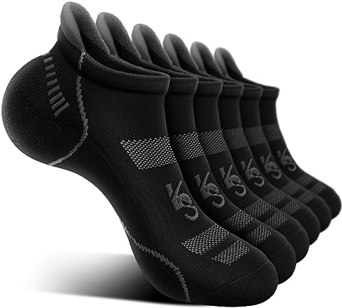 Calzini da Corsa Uomo 6 Paia,KEMISANT Calzini Sportivi Uomo con Suola Completamente Imbottita,Supporto per l'arco Plantare(6coppie-Nero2620-43-46)