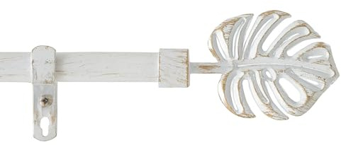 TIENDA EURASIA - Barra Cortinas Extensible, Barras de Cortinas Decorativas, Barra Extensible de Metal con 2 Terminales, Soportes y Tornillos (Blanco-Oro, 120-210 cm)