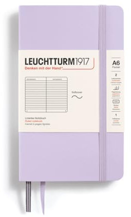 LEUCHTTURM1917 368160 Notizbuch Pocket (A6), Softcover, 123 nummerierte Seiten, Lilac, Liniert