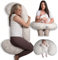 BellaMoon 3 in 1 Pregnancy Pillow – Full Body Pillow Support for Pregnant Women - Adjustable C Shaped Pregnancy Pillows for Sleeping, Nursing & Baby Lounger - Washable Organic Cotton Cover.