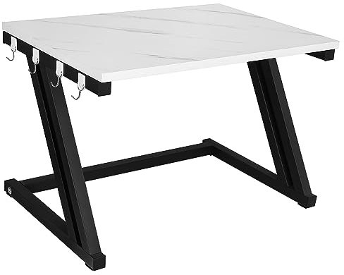 Scaffale per Forno a Microonde, Vernice in Ferro Inossidabile + Truciolato Ecologico, Tostapane Scaffale Forniture da Cucina della Griglia del Forno Salvaspazio-Superficie in marmo 57*38*38 cm-Z