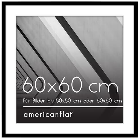 Americanflat Cornice 60x60 cm Nera - Cornice 50x50 con Passepartout o 60x60 Senza Passepartout - Cornice Quadrata con Bordo Sottile in PVC - Cornice Foto Quadrata con Pannello in Plexiglass