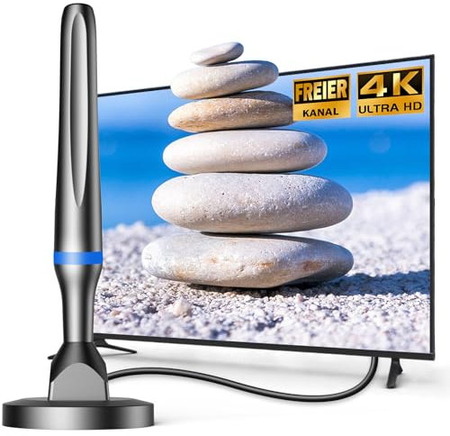DTB DVBT2 Antenne - Zimmerantenne für Fernseher - 226km Reichweite 360° - dab antenne Mit Magnetfuß, 3m Koaxialkabel - Signalqualität durch ALU-Kern - Alle TV-Geräte