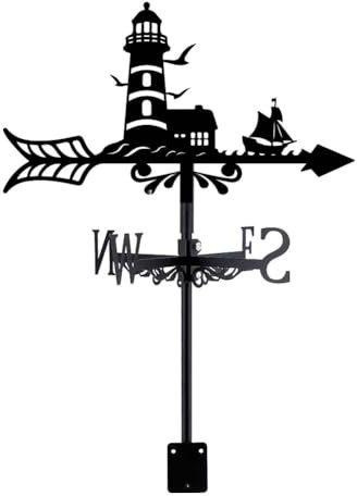 SUPERDANT Leuchtturm Wetterhahn Kleines Boot Wetterhahn fürs Dach Möwen Wetterfahne Bauernhaus Dekorativer Weathervane Den Außenbereich Wetterfahnen Für Hof Scheune Garten Terrassendekor