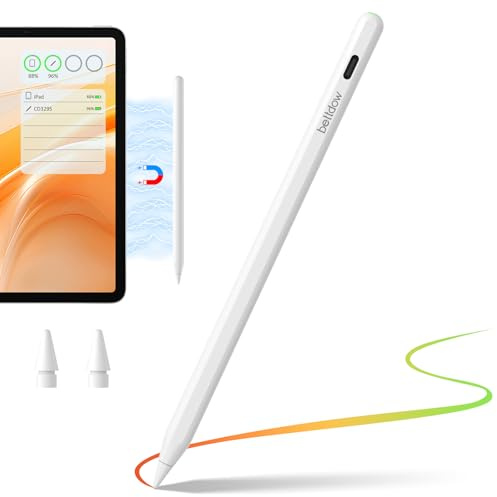 Bettdow GD13 Ultra Penna Stilo Compatibile con iPad 2018-2025, Ricarica Wireless, Funzione di Inclinazione e Rifiuto del Palmo, USB-C Pencil per iPad 11/10/9/8/7/6, Air 11/13, Pro 11/12.9, Mini 5/6