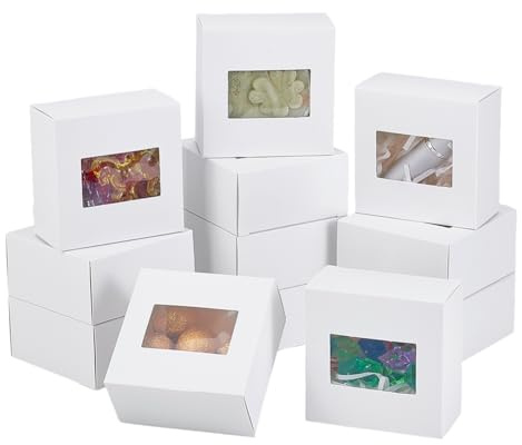 PH PandaHall 30-pack presentförpackning med fönsterpapper presentlåda förpackningslådor för handgjorda tvålljus godis kakor macaron presentförpackning kartong lådor för liten Busizness 8 x 8 x 4 cm