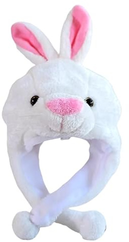 NICEYEA Kids Animal Costume Hat with Earflaps Funny Plush Animal Headgear Cute Winter Hat for Theme Party Christmas Halloween (Rabbit)