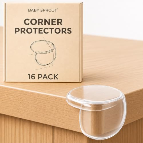 Corner Protectors (16 Pack) – Table Corner Protectors for Kids, Soft Silicone Furniture Corner Guards, Corner Covers Baby Safety, Pre-Applied Adhesive – Baby Sprout®