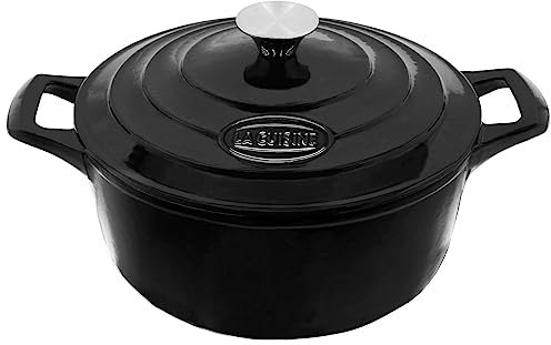 La Cuisine Casseruola in ghisa smaltata, 2140 MB, 26 cm, 4,75 l, colore: nero lucido