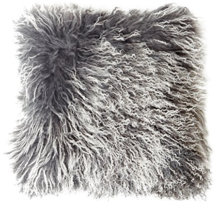 Reissner Lammfelle Pelliccia di Agnello del Tibet Cuscino/Federa 30x30cm (Grande Scelta dei Colori) JAY33 Colore Grigio Scuro (Tops)