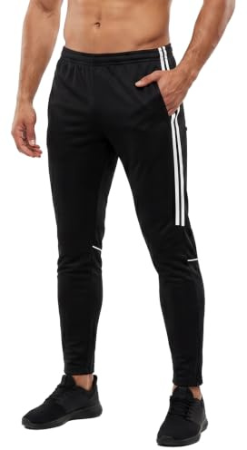 SiXsigma Sport herr gym joggingbyxor bodybuilding träning slim fit löparbyxor fotbollsbyxor dragkedja fickor – herr träning tango träningsoverall byxor byxor byxor gym jogging joggingbyxor, Svart, S
