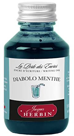 Jacques Herbin 17033T - Writing ink bottle 100ml - Fountain pens, roller pens - Diabolo Menthe - Painting - Drawing - Calligraphy - Creative - Arts & Crafts