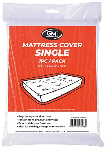 Heavy Duty Polythene Plastic Mattress Cover for Moving - Single Mattress Storage Bag - Waterproof Protection - Reusable Bags for Moving - Dust Sheet for Decorating and Painting