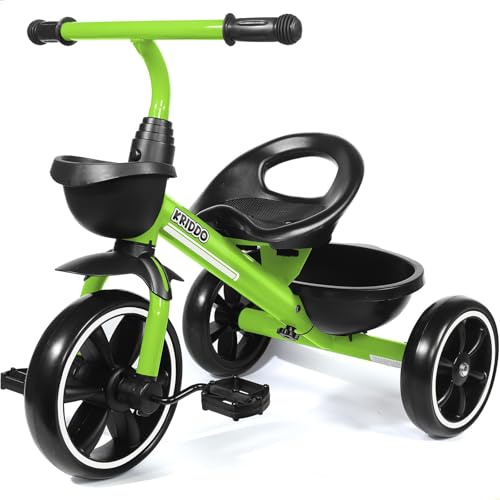 KRIDDO Kids Tricycles Age 24 Month to 5 Years, Toddler Kids Trike for 2.5 to 5 Year Old, Gift Toddler Tricycles for 2-4 Year Olds, Trikes for Toddlers, Green