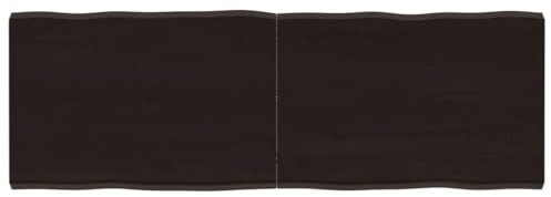 vidaXL Solid Oak Wood Table Top - Rectangular, Dark-Grey Coating, Live Edge Handmade Design - Ideal for Household, Office or Commercial Use - 140x50x(2-4) cm