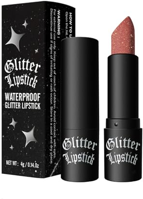 Vawolecy Glitzer Lippenstift, funkelnder Glanz Lipgloss wasserfest mattes Metallic-Finish