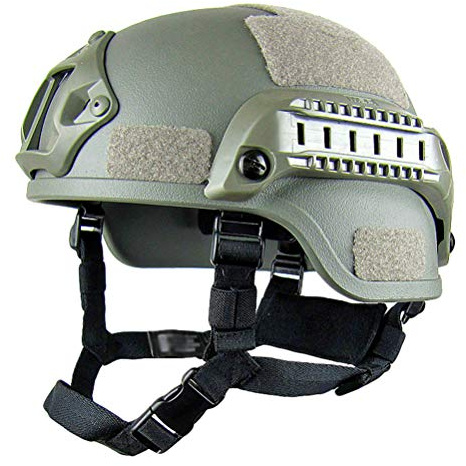 PengGengA Tactical Helmet Airsoft Helmet Fast Helmet Adjustable Maritime Helmet with Nvg Mount and Side Rail for Airsoft Paintball CS Game - Army Green