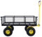 TOUGH MASTER Garden Cart 350 kg Capacity Heavy Duty Large Garden Trolley with Removable Mesh Sides to Convert into Flatbed, 180° Rotating Handle Steel Frame 4 Wheels 10 Tires