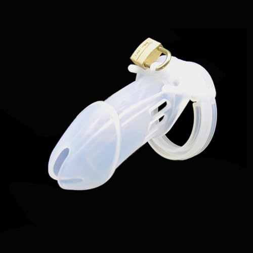 Male Penis Cage Chastity Belt, BDSM Bondage Silicone Chastity Cage Chastity Device with 4 Different Sizes Cock Rings Sex Toys for Men (Clear Long)