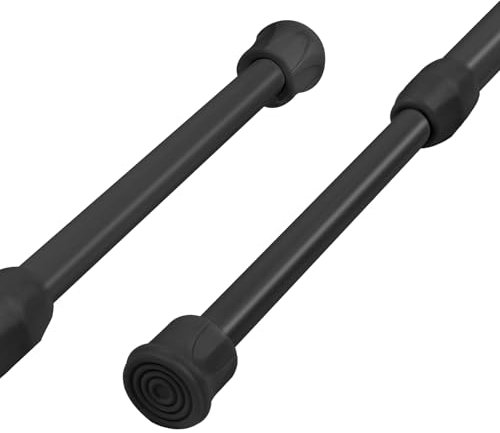 HOTUT Extendable Curtain Poles Shower Curtain Rail 30-50cm Tension Rods for Curtains, 2 Pcs Adjustable Telescopic Rods Extendable Curtain Tension Rod, No Drill Shower Pole for Kitchen Bathroom Window