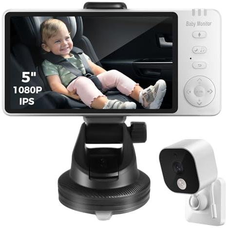 Yuk Long Baby Kamera Auto mit 5'' Display: HD Nachtsicht und Weitwinkel autospiegel Baby rücksitz USB Plug&Play Einfache Installation Ideal für Babyschalen
