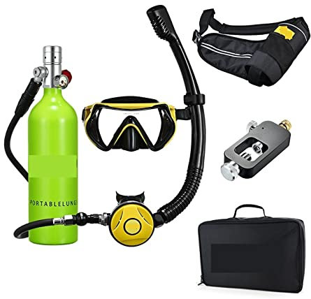 Dykutrustning, Snorkel Undervattensdykning Rebreather Portabel Djupsnorkelutrustning för dykning(Silverhead in green bottle)
