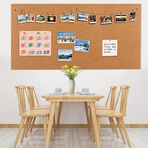 40x120cm Cork Board Roll, 3mm Self-Adhesive Bulletin Boards, Cork Boards for Walls,Thick Large Cork Mat Decorative Corkboards for Walls, Office, Kitchen, Poster, Vision Board Pin Boards