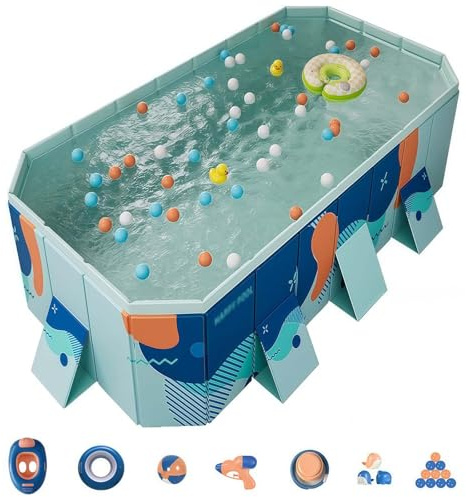 Foldable Pool Above, Ground Swimming Pool, Non-Inflatable Splash Pool Garden Big Pools Family Paddling Pool for Adult Outdoor Backyard Summer Water Party 2.6m/8.5ft