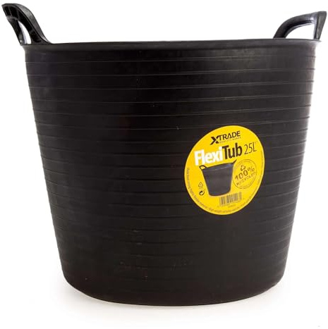 Scaffs UK Reinforced Flexi-Tub – Heavy Duty Flexible Builders Bucket with Handles | Impact-Resistant Plastic | 15L / 25L / 42L | Multiple Colours for Garden, Construction & Home (1, 25L)