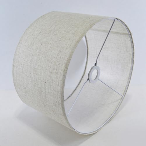 DIY Pantalla De Tela Pantalla De Lámpara De Tela De E27 Diseño Minimalista De Lino Natural 40 x 23 CM Pantalla de Tambor Medio Ideal Para Lámpara de Mesa