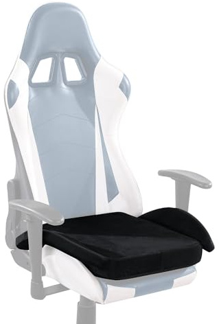 TOPROUD Gaming Chair Seat Cushion, Ergonomic Tailbone Support Pad for Long Sitting, Foam Office Chair Cushion with Washable Velvet Cover, Non-Slip Bottom, 23x19x2.7 (Black)