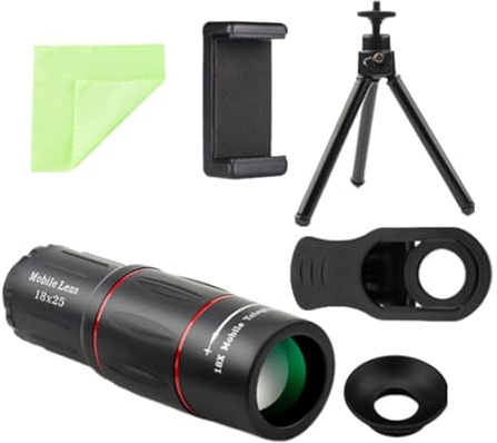 Högupplöst monokulärt teleskop - kompakt 18 x 25 zoomobjektiv, lätt bärbar