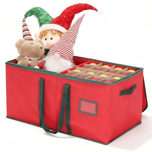 SALCAR Scatola portaoggetti per palline di Natale con 128 scomparti, robusti divisori in cartone, pratica scatola portaoggetti per decorazioni per l'albero di Natale e addobbi natalizi