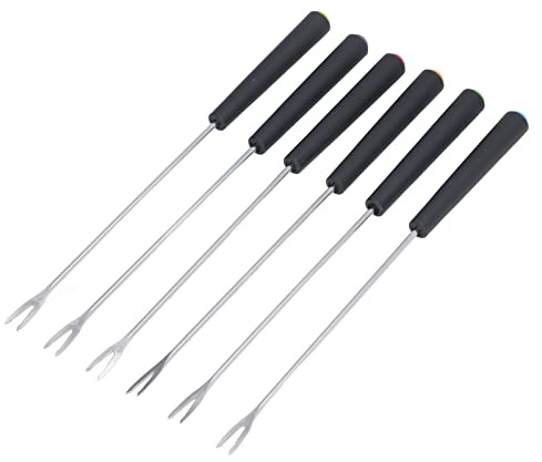 Xiuganpo Set di Forchette Lunghe per Fonduta in Acciaio Inossidabile con Parte Superiore Multicolore per Torte, Cioccolato, Frutta, Fonduta di Formaggio, 6 Pezzi per gli Appassionati di Stoviglie