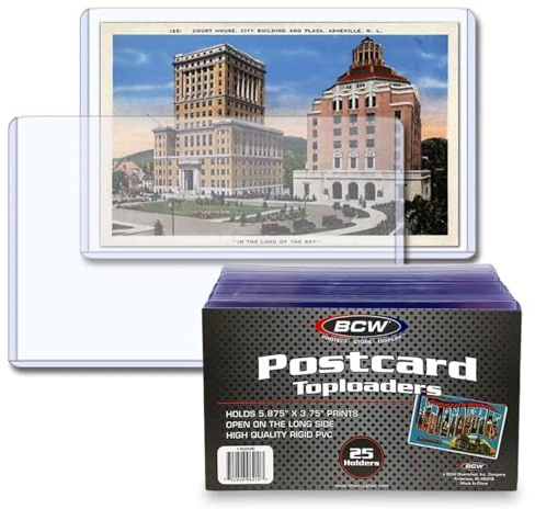 BCW Postcard Top Load Holder - Pack of 25 | Toploaders For Cards Hold 5⅞ x 3¾ Postcards | Postcard Toploader safe for Photos and Cards