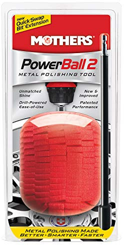 Mothers PowerBall 2, Polishing Tool with 10” Quick Swap Bit – Drill-Powered, Polishes Deep-Dish Wheels & Tight Areas with Ease, Delivers Fast & Unmatched Shine (05143)