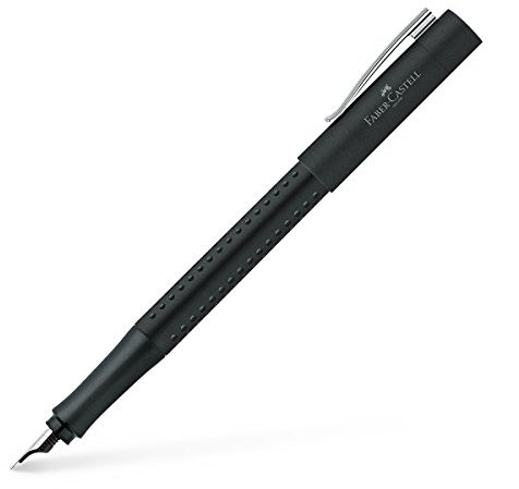 FABER-CASTELL 140908 - moderner Füller Grip 2011 mit Ergonomisches Design und Hochwertige Konstruktion, Füllfederhalter mit Feder F, Nachfüllbar inkl. Tintenpatrone - Schwarz, 1 Stück