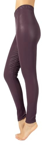 CALZITALY Leggings Pelle, Leggings Eco Pelle, Leggings Felpati, Pantaloni Invernali, Leggings Termici | Made in Italy (L, Bordeaux)