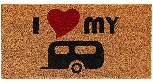 Felpudo de coco para interior y exterior, 25 x 50 cm, fibra de coco, para caravana, camping, para exterior, para puerta de casa, pasillo, jardín