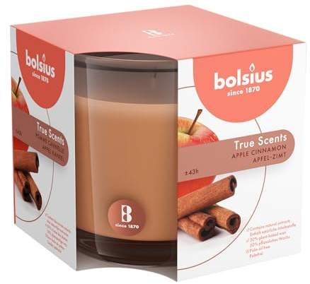 Bolsius True Scents - Doftljus i glas - Cinnamon Apple - Ljusbrun - Stor