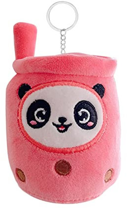 URFEDA Mjölkte, gosedjur, nyckelring, 11 cm, Kawaii, bubbla, tekopp, plyschdocka, nyckelring, dekoration, nyckel, väska, ryggsäck, hänge, tillbehör, leksak, present för kvinnor, flickor