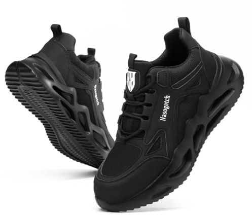 Nasogetch Steel Cap Trainers Safety Trainers Men Women Safety Shoes Comfortable Lightweight Work Trainers Breathable Puncture Proof 770 Black 7 UK 41