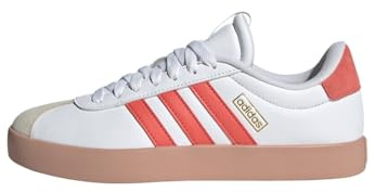 adidas Women's Vl Court 3.0 Shoes, Cloud White/Preloved Scarlet/Gold Metallic, 7 UK