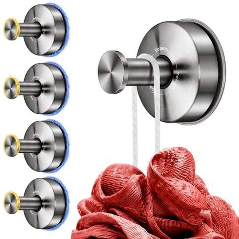 YOHOM Handtuchhalter mit Saugnapf Edelstahl Haken Vakuum Badezimmer Dusche Küche Wandhaken 4 Stück