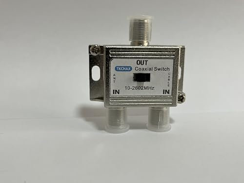 TKCHAX 2 Way Coaxial Cable AB Switch 10-2602MHz with Nickel Plated Connectors,RG59 RG6 Compatible,Work with HDTV, Satellite TV,Antenna System and Video Games