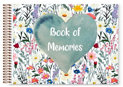 Wildflower Book of Memories | Memory Book | Guestbook for Funerals, Weddings, Birthdays, Baby Shower | Celebrations | A4 Spiral Bound | 80 Pages | Book of Condolence | Scrapbook | Photo Album