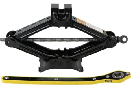 Booso Elevador de Manivela de Pantógrafo Mecánico de 1,5 T con Llave, Cambiador de Neumáticos de Automóvil, Herramienta de Elevación de Tijera, Elevador de Manivela para PKW/SUV/MPV